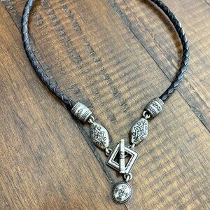 Brighton Leather & Silver Necklace 14"